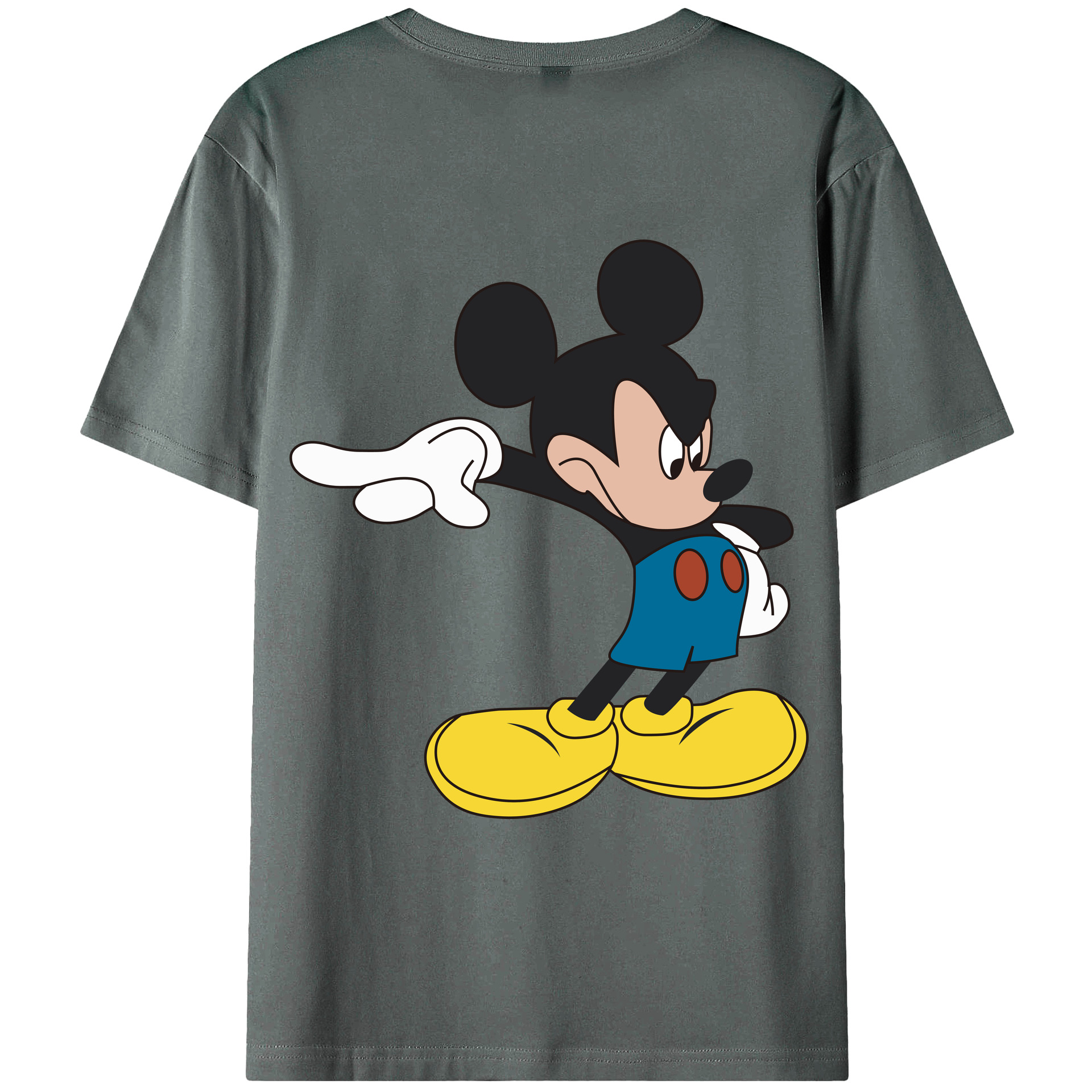 ミッキーマウス Mickey Mouse 綿100％ メンズ半袖Tシャツ（バックプリント） 通気性